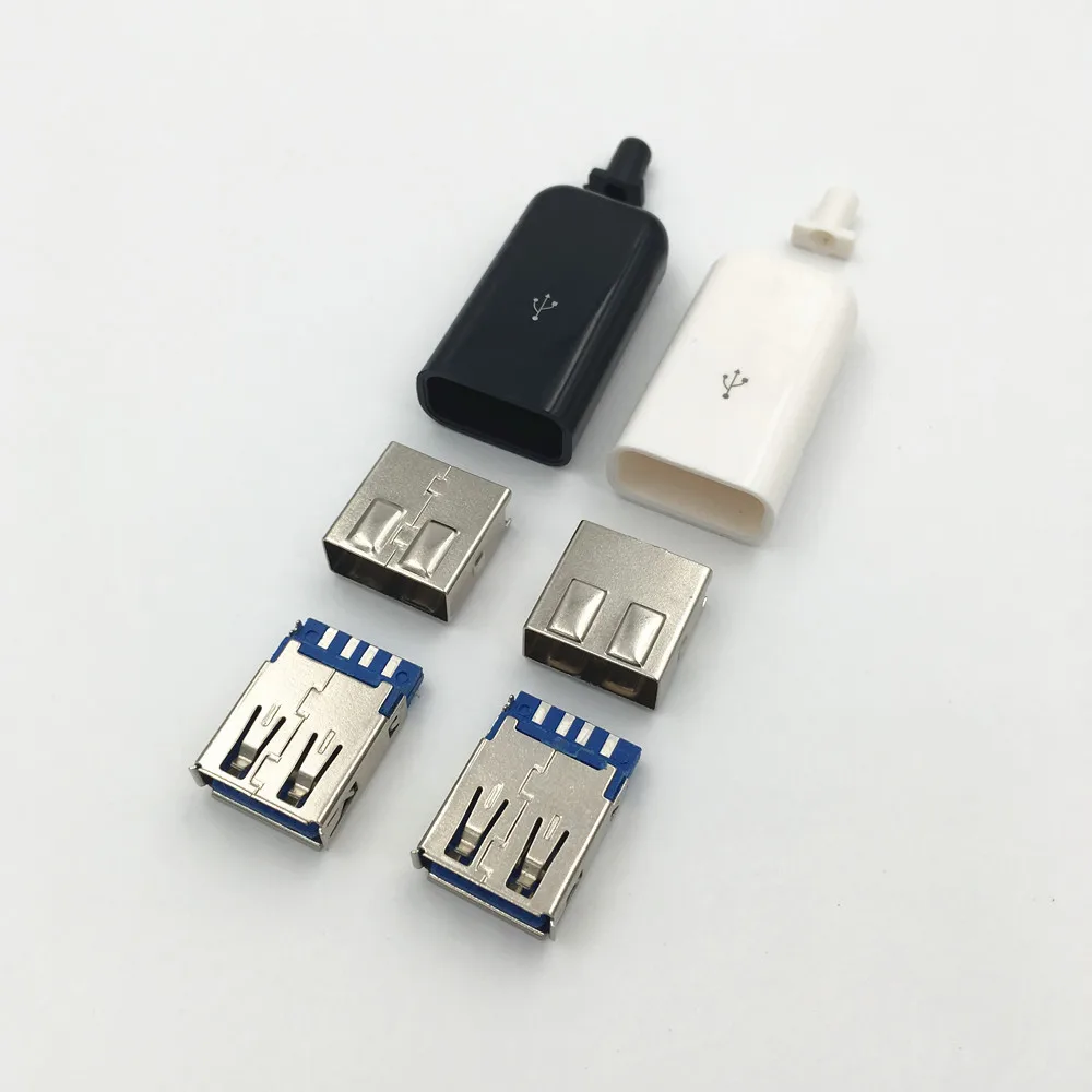 2 комплекта DIY USB 3,0 Женский 4Pin разъем сварочного типа разъем 4 в 1 разъем пайки адаптер Белый Черный