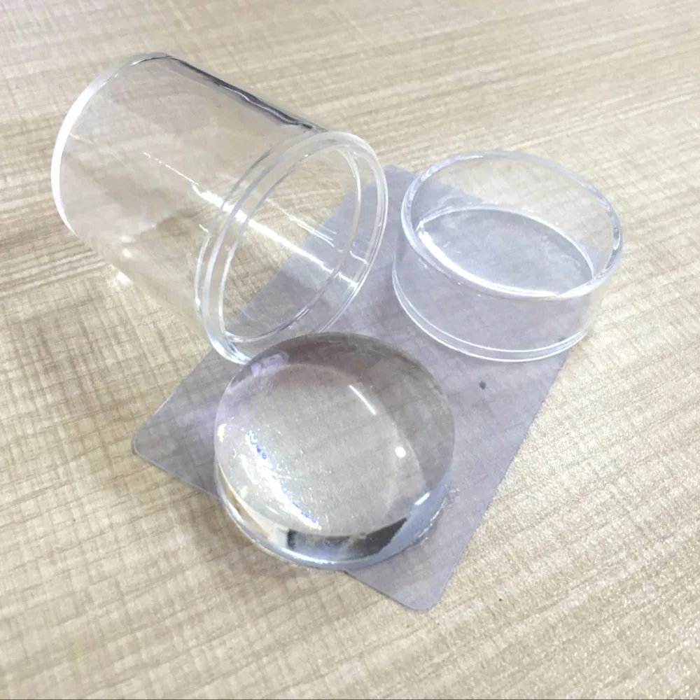 

NEW Nail Art Stamper Sets Clear Silicone Soft Head Polish Printing Tools Nail Stamper Scraper with Cap TRND270