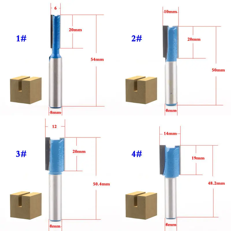 1 шт. 8 мм хвостовик древесины маршрутизатор бит прямой Концевая фреза триммер очистка заподлицо отделка угловая круглая бухта коробка биты инструменты фреза