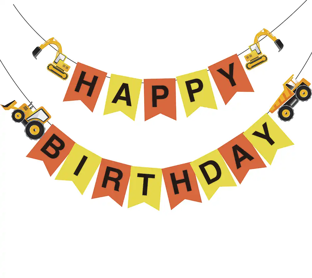 Yi Surgery Happy Birthday Paper Banner Construction Theme Party