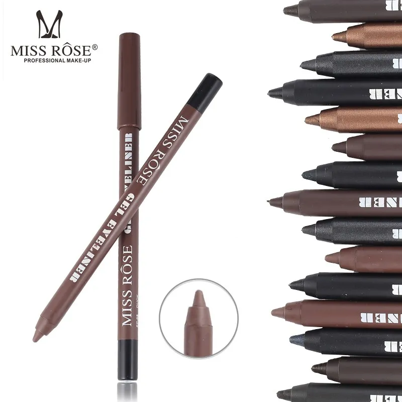 

New Long Lasting Natural Eyeliner Pencils Waterproof Black Gel Smooth Easy to Wear Pigments Miss Rose Brand Eye Liner Makeup Pen