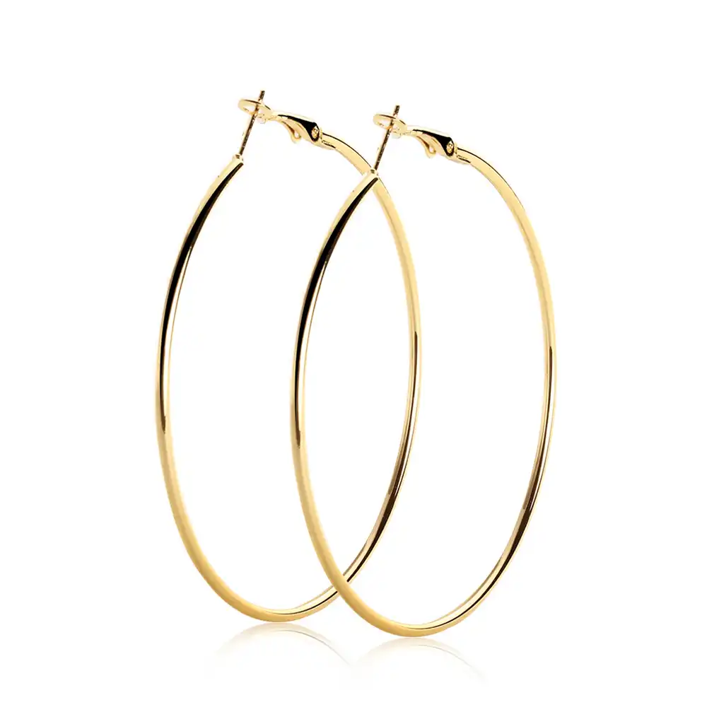 1pair Women Trendy Large Hoop Earrings Smooth Circle 1pair Women Trendy Large Hoop Earrings