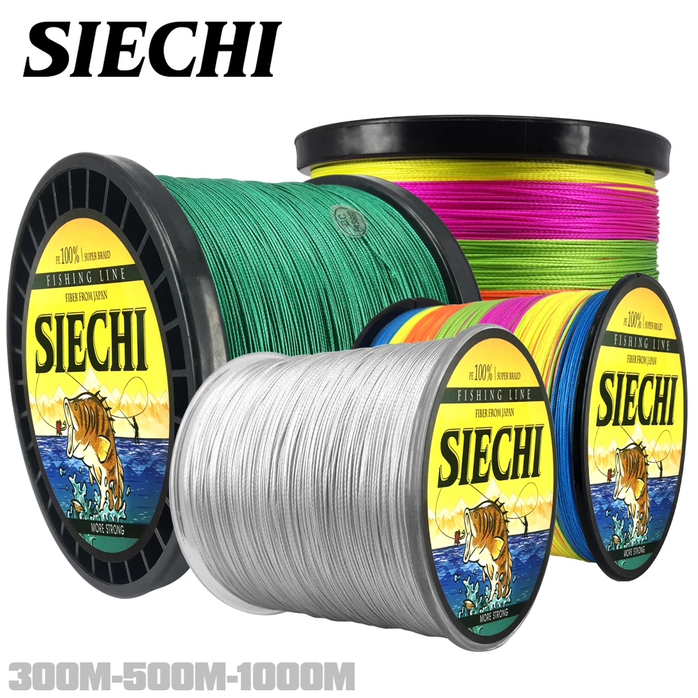 SIECHI 8 нитей, 4 нити, 1000 м, 500 м, 300 м, ПЭ плетеная рыболовная леска, пресноводная/морская, очень прочная