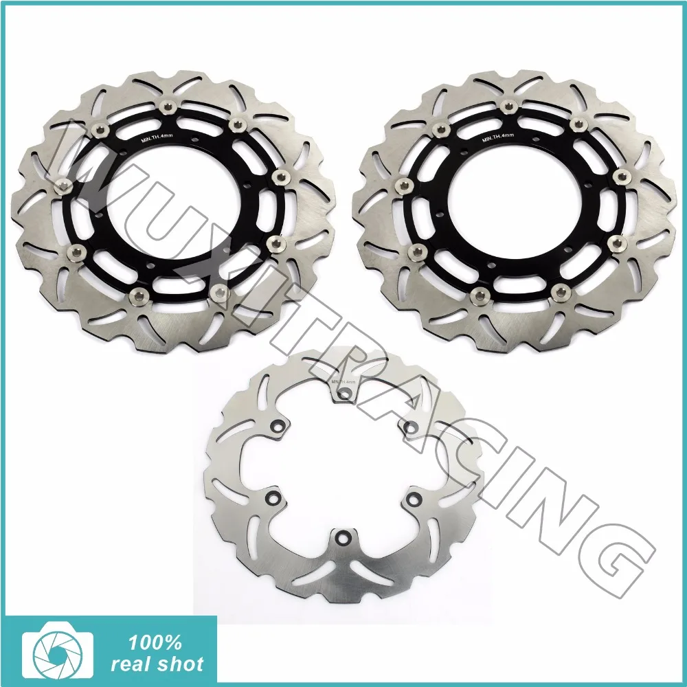 3Pcs 320mm+267mm Motorcycle Black / GoldNew Full Set Front Rear Brake