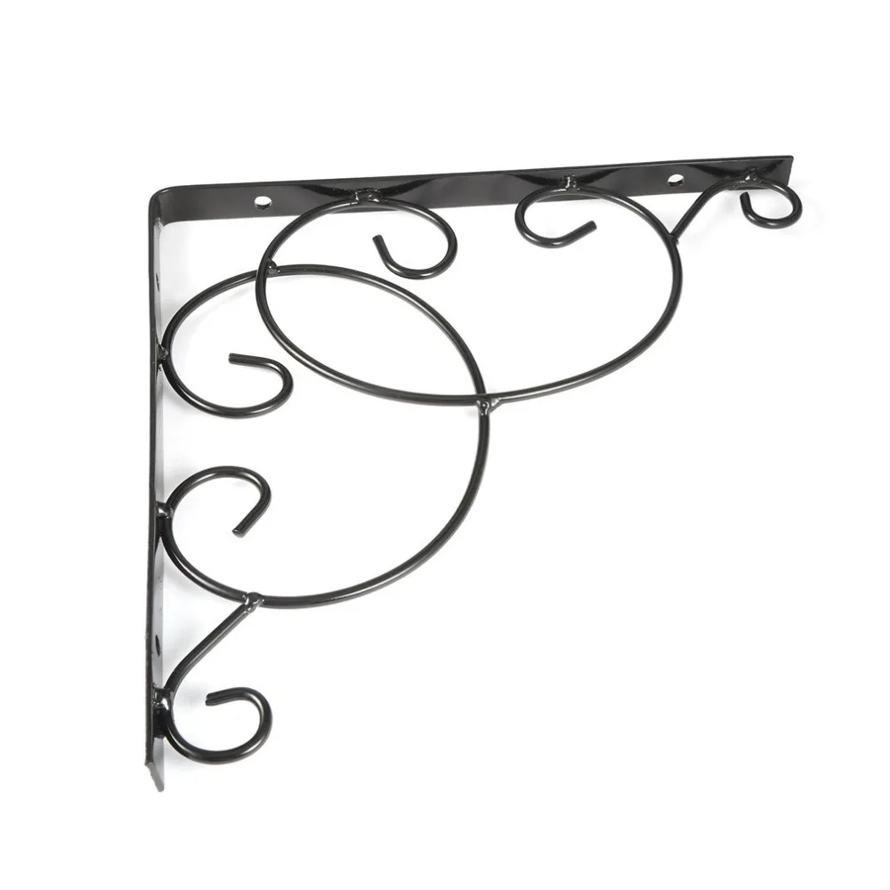 

Vintage Style Iron Wall Mounted Floral Shelf Bracket with Screws for Bookrack Clapboard Set up Box Triangle Shape Sturdy