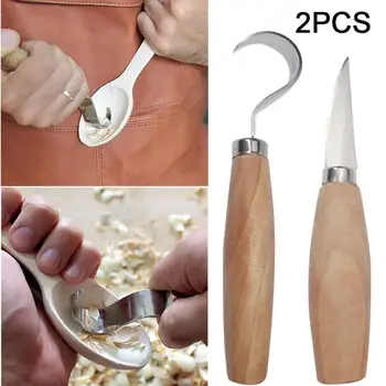 

2Pcs/Set Wood Carving Knife Chisel Woodworking Cutter Woodcarving Cutter Tool Set High Strength Hooked Whittling Cutter