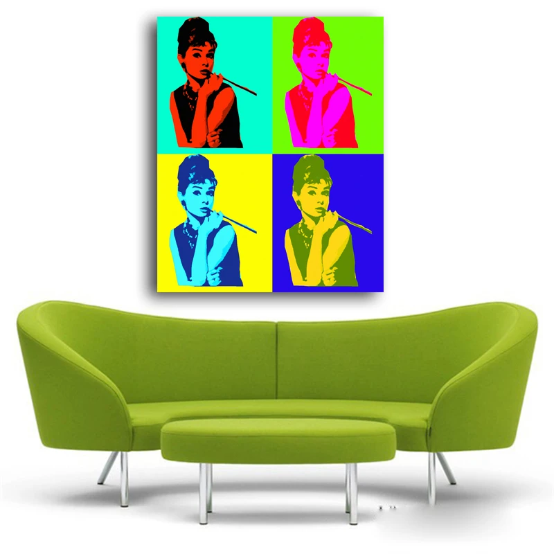 

2016 Hotsale Paintings Fallout Wall Pictures Art Prints Audrey Hepburn Andy Warhol Painting Canvas Prints For Home Decorations