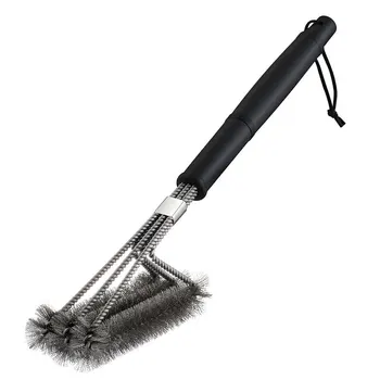 

Three-Head Spring Grill Cleaning Brush with Stainless Steel Scraper CF
