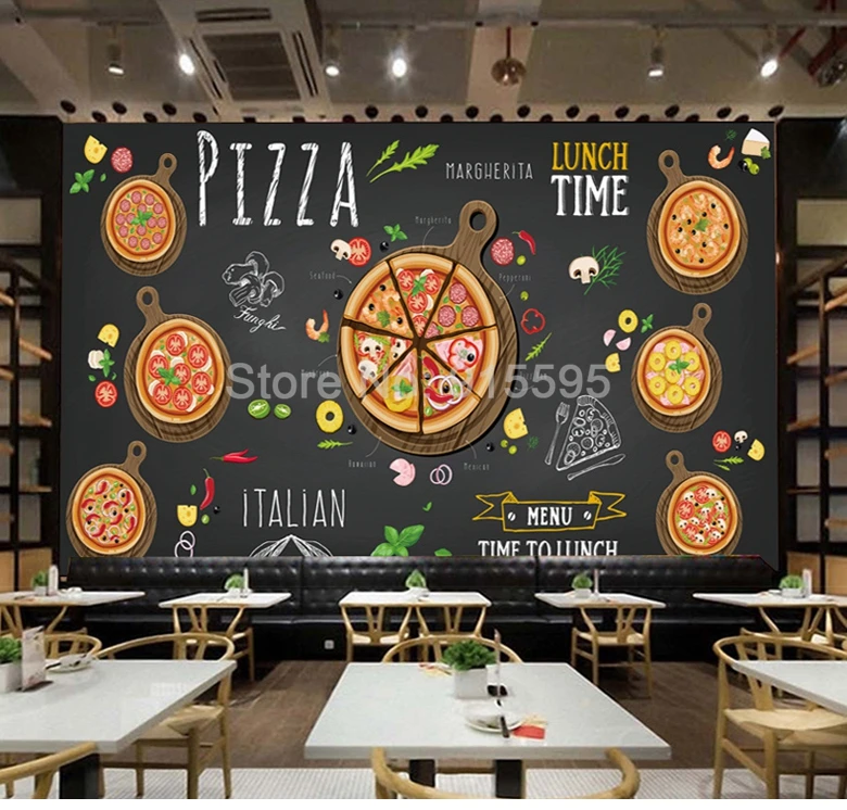 Custom Wall Mural Pizza Shop, Papel de