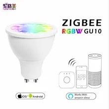 Цветная(RGB теплый белый точечный светильник GU10 прожектор zigbee zll 5 Вт AC100-240V СИД приложение smart phone приложение работает с Amazon Echo plus со светодиодной