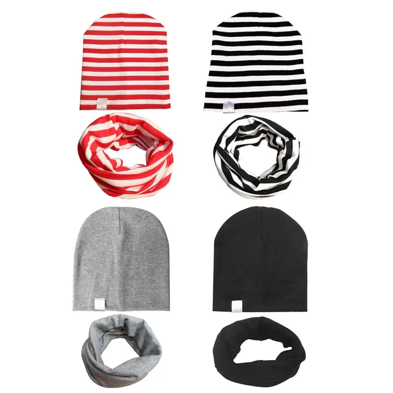 Хлопковые шапочки для детей детская шапка шарф для мальчиков и девочек Knit Stripe одноцветное Цвет малышей Дети Шапки 4 цвета