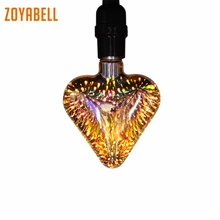 Zoyabell Led 3D сердце лампы Эдисона, стилизованные под языки пламени E27 лампы накаливания Ретро Винтаж декоративный Крытый настенный светильник Edison 110 V 220 V лампа