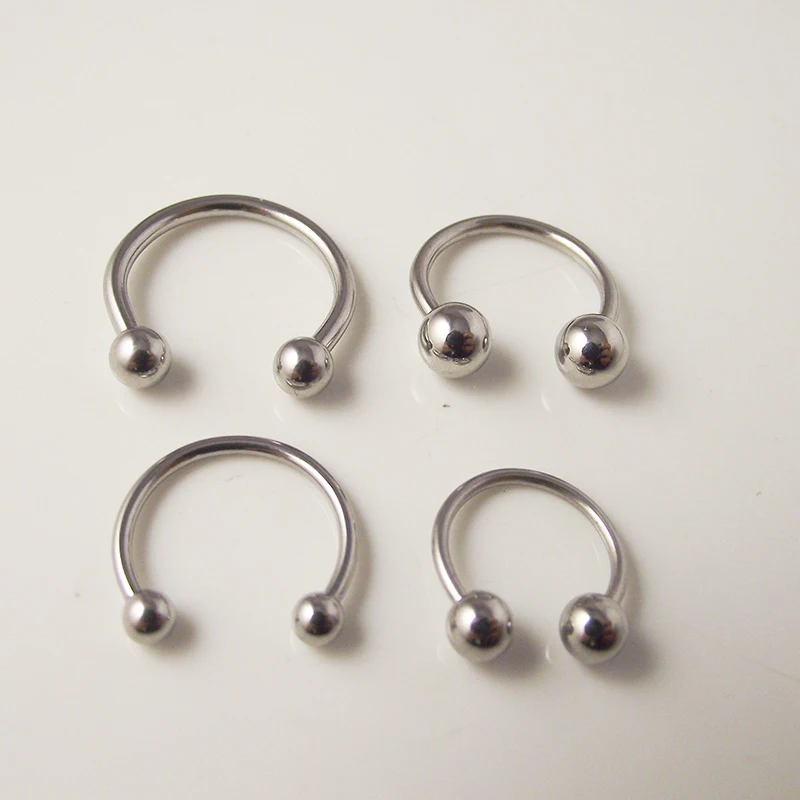 

2pcs 1.6x12x5mm Silver Stainless Steel Circular Barbells Horseshoe Nose Ring Lip Ring,tragus Body Piercing earring nose ring
