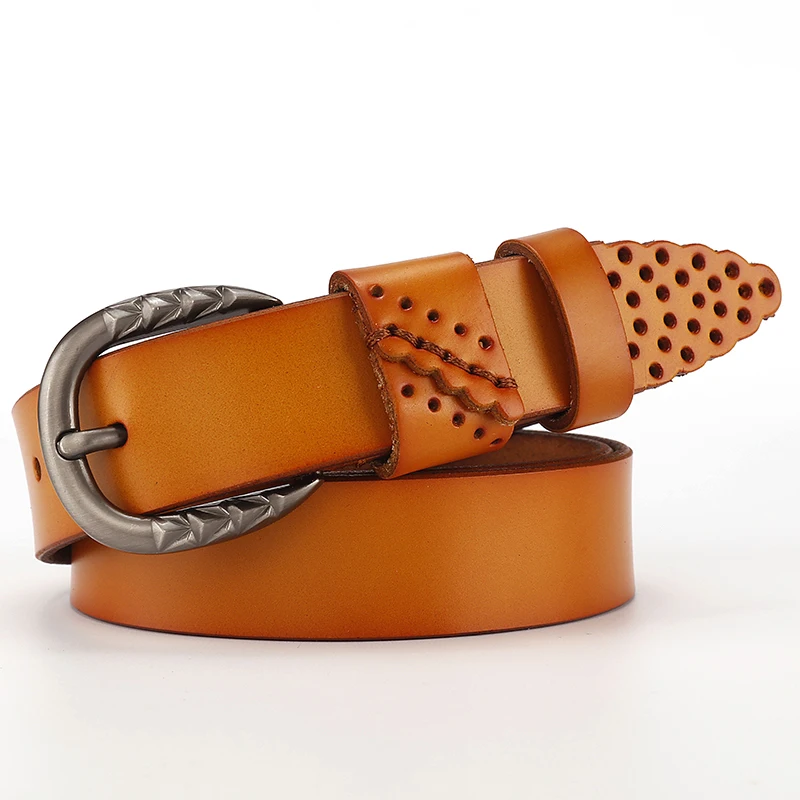 Ladies fashion leather belt, pure handmade leather beltfashion leather