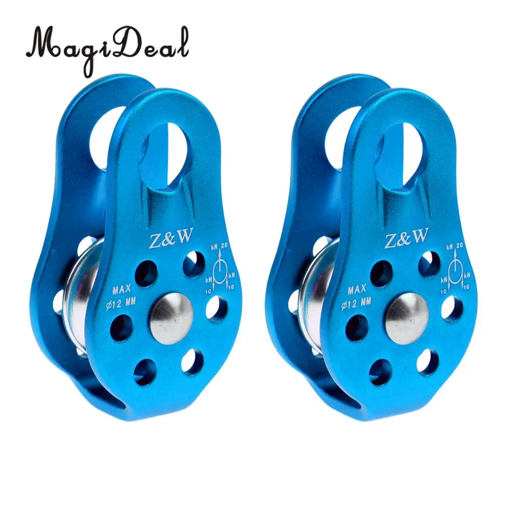 MagiDeal Durable 2Pcs 20KN Fixed Rock Climbing Rope Pulley Rappelling Arborist Rigging for Mountaineering Survival Equipment