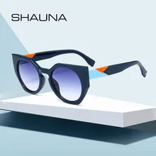SHAUNA разноцветные женские солнцезащитные очки кошачий Глаз Модные мужские круглые градиентные линзы UV400