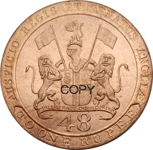 India British Company Madras Presidency Copper 1/48 Rupee 1794 Red Copper Copy Coin