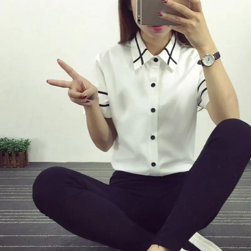 Women White Blouses Autumn Long Sleeve Notched Sequin Chiffon Geometric Ladies Office Shirt White Slim Tops blusas Women White Blouses Autumn Long Sleeve Notched Sequin Chiffon Geometric Ladies Office Shirt White Slim Tops blusas