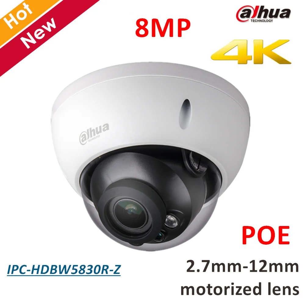 Dahua 4 К 8mp IP Камера IPC HDBW5830R Z 8MP ИК Купол Безопасность H.265 2 7 мм 12 Моторизованный