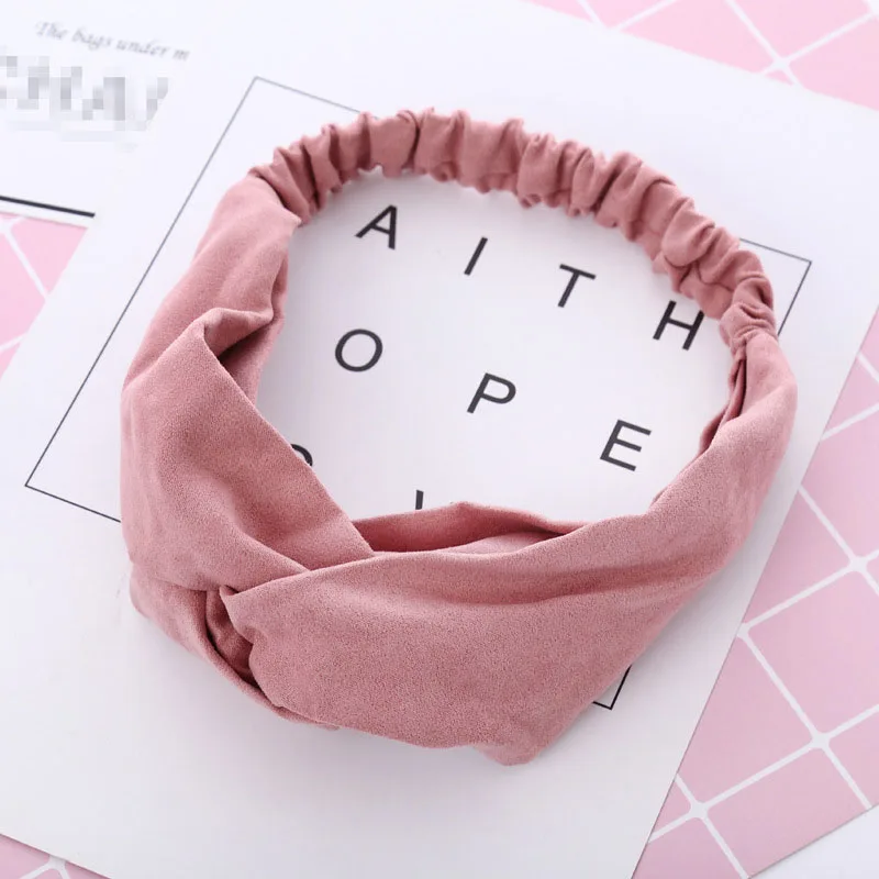 Весенне-осенняя однотонная Детская повязка на голову для девочек; мягкие эластичные повязки на голову для маленьких девочек; аксессуары для волос; повязка на голову - Цвет: Adult  pink