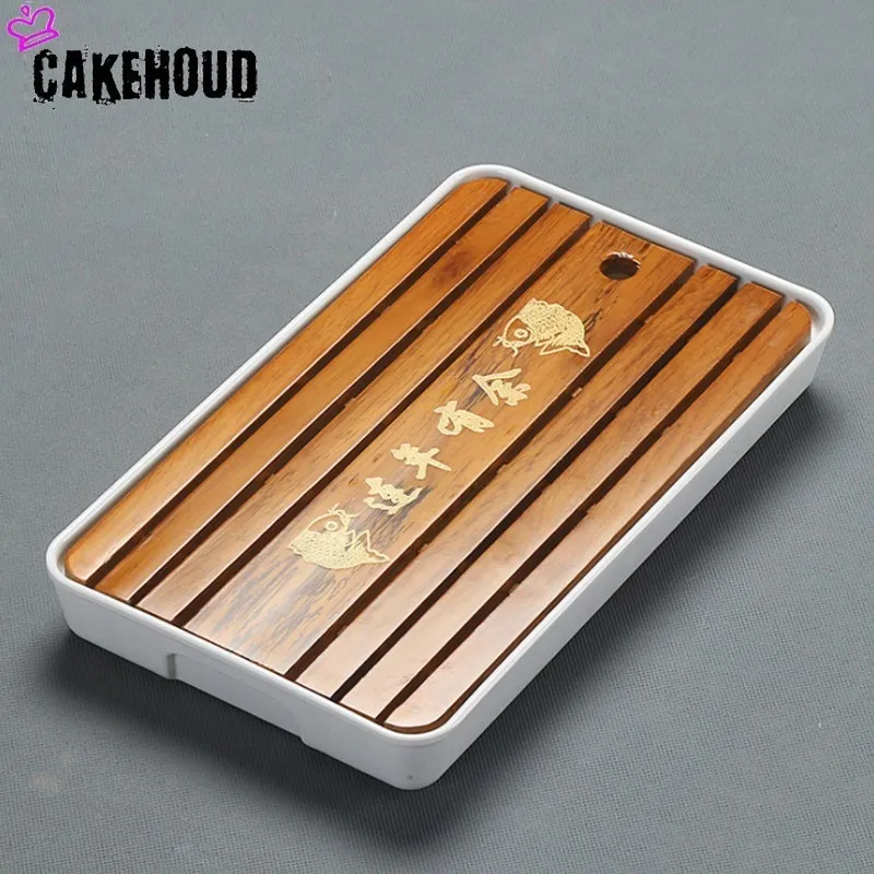 CAKEHOUD China Pu'er Tea Bamboo Tray Tea Tray Drainage Water Storage Table Kungfu Tea Ceremony Board Service Tray TeaAccessories