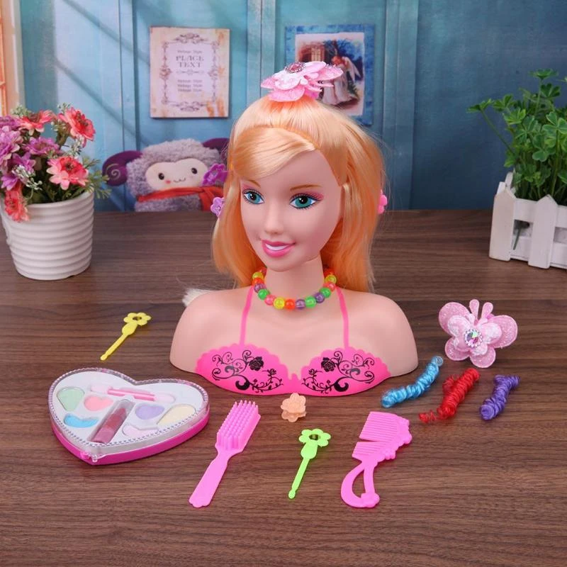 Stylish Kids Makeup Toy Half Body Makeup Hairstyle Doll Dummy Long Hair Mannequin Head Pretend Play Toys Girls Christmas Gift Gift Gifts Gift Girlgift Toys Aliexpress