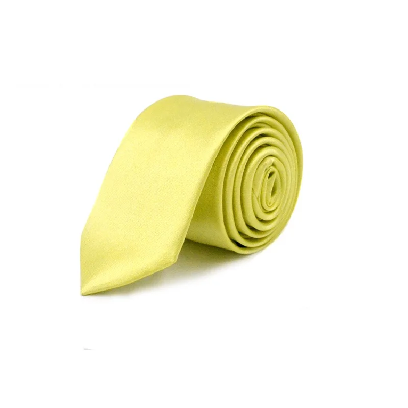 Bright yellow HOOYI галстук для мужчин, тонкий галстук, Одноцветный галстук из полиэстера, узкий галстук 5 см, ширина 36 цветов, королевский синий, желтый, золотой - Цвет: Bright yellow