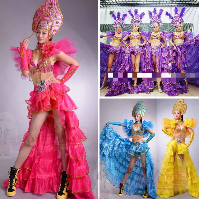 Бразильский женский костюм для шоу, сексуальная одежда для выступлений, комплект одежды для национального танца, головной убор с перьями для ночного клуба, певица, танцовщица