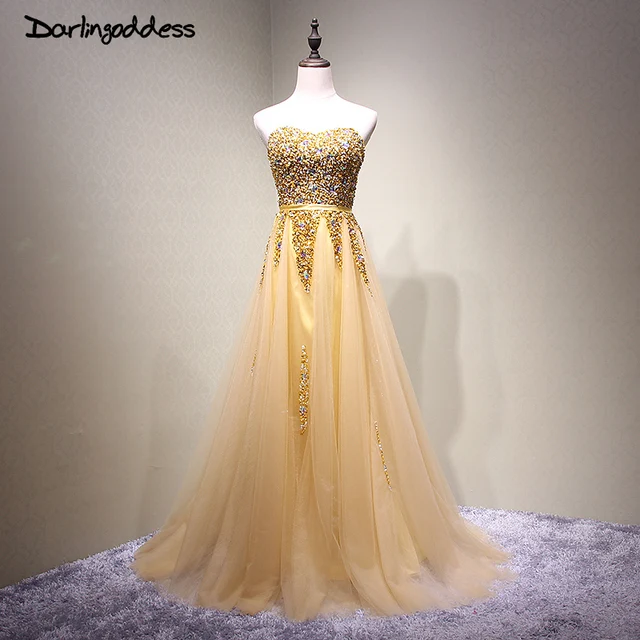 Gold Strapless Party Dresses