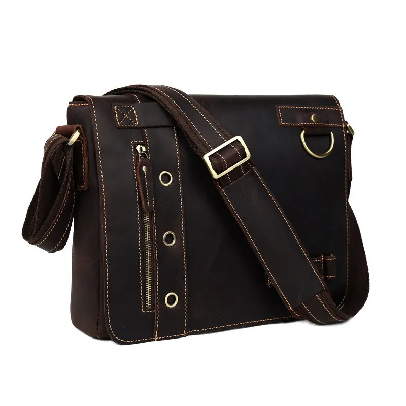 الرجعية مجنون الحصان الجلود الرجال حقائب كمبيوتر محمول للأعمال حقيبة الأولى طبقة جلدية crossbody أكياس الذكور اليدوية حقيبة كتف