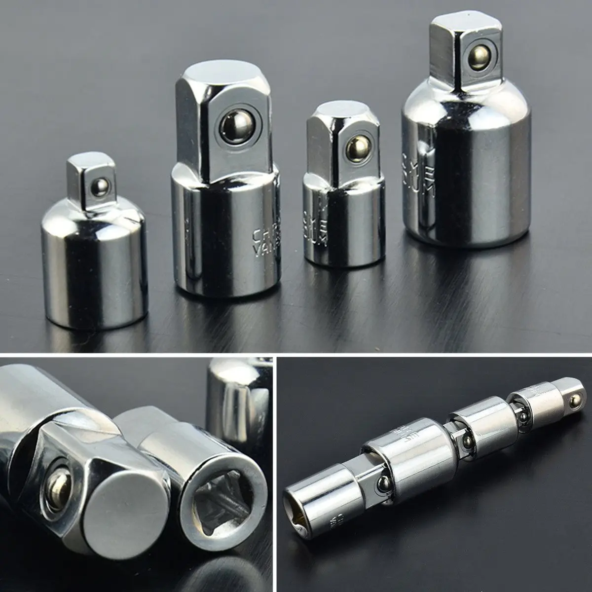 

4Pcs Chrome Vanadium Steel Socket Ratchet Converter Adapter Reducer Set Garage Tool Kits /Set