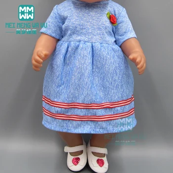 

Clothes for doll fit 43cm new born doll accessories and American doll clothes fashion blue casual dress