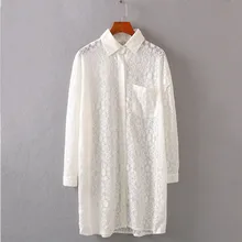 Qbale Plus size tops women 2017 spring summer fashion elegant white lace shirts long sleeve brief ladies tops