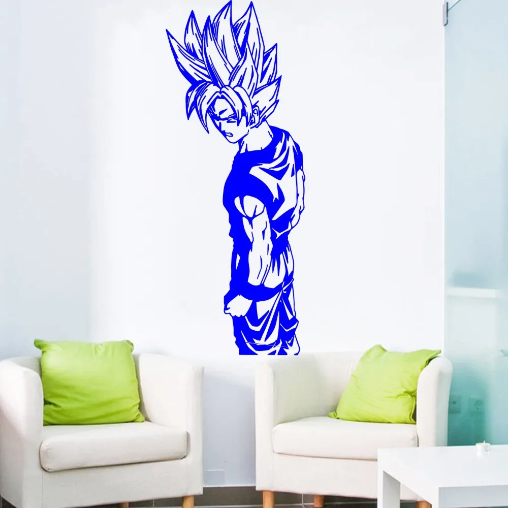 Съемная Наклейка на стену Goku Super Saiyan Dragon Ball домашняя Настенная Наклейка для украшения комнаты интерьерная Настенная Наклейка для дома виниловые декоративные наклейки настенная NY-422