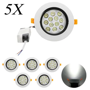 

5X LED Spotlight 12W LED Recessed Cabinet Wall Spot Ceiling lightFor Home Lighting down Lamp With LED Drive Cold White Warm