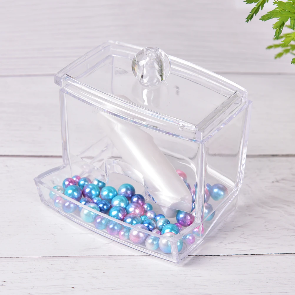 

High Quality Cotton Swabs Stick Acrylic Transparent Cosmetic Storage Holder Box Clear Makeup Swabs Organizer Case