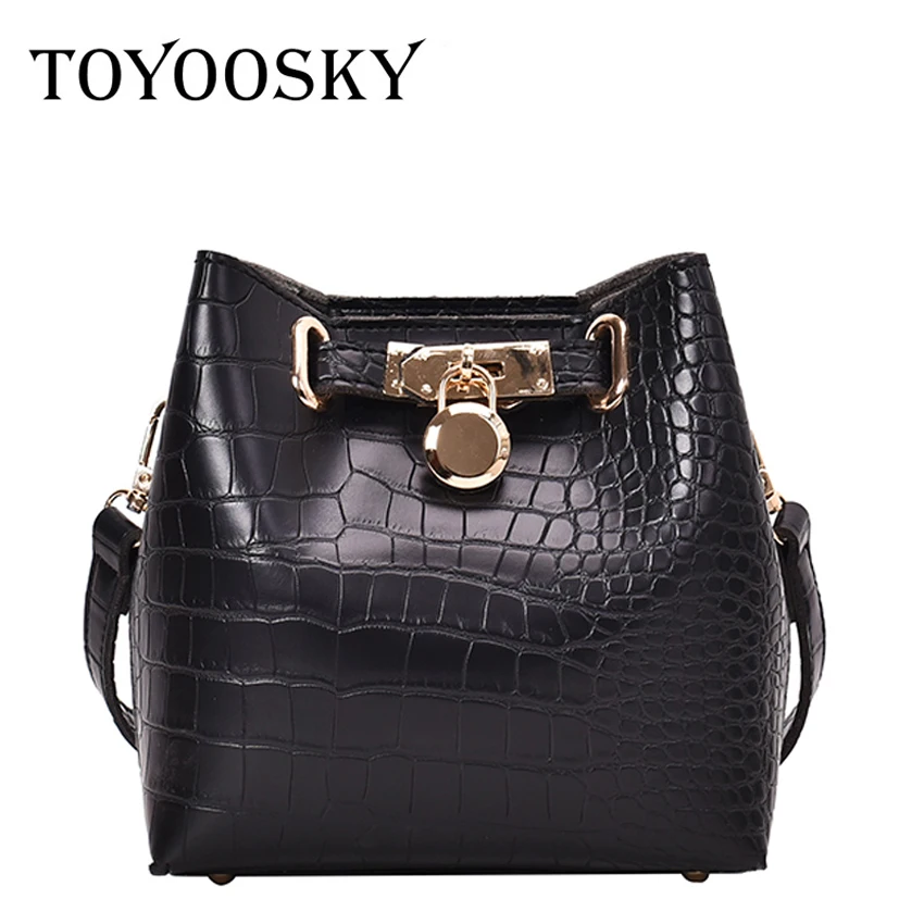 TOYOOSKY Fashion Alligator Bucket Bags Women Crocodile Pattern Ladies Handbag Casual Small ...