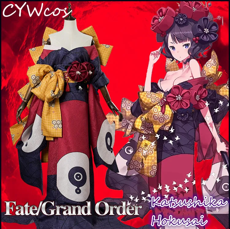 

Game Fate/Grand Order FGO Cosplay Katsushika Hokusai 2nd Surmount Cosplay Costume Halloween Costumes Suits Kimono+Headdress