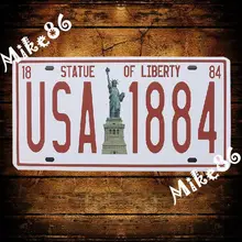 [Mike86] США 1884 Статуя Свободы Винтаж Номерные знаки для мотоциклов Ретро Книги по искусству стены декор дома Бар d-81 смешанный заказ 30*15 см