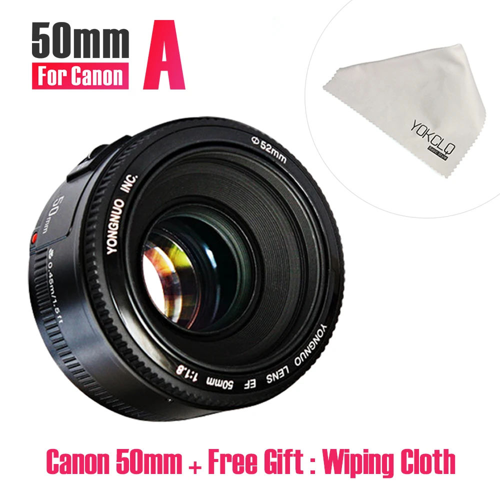 2018NEW YONGNUO YN50mm объектив с фиксированным фокусом EF 50 мм f/1.8 AF/MF линзы Большой