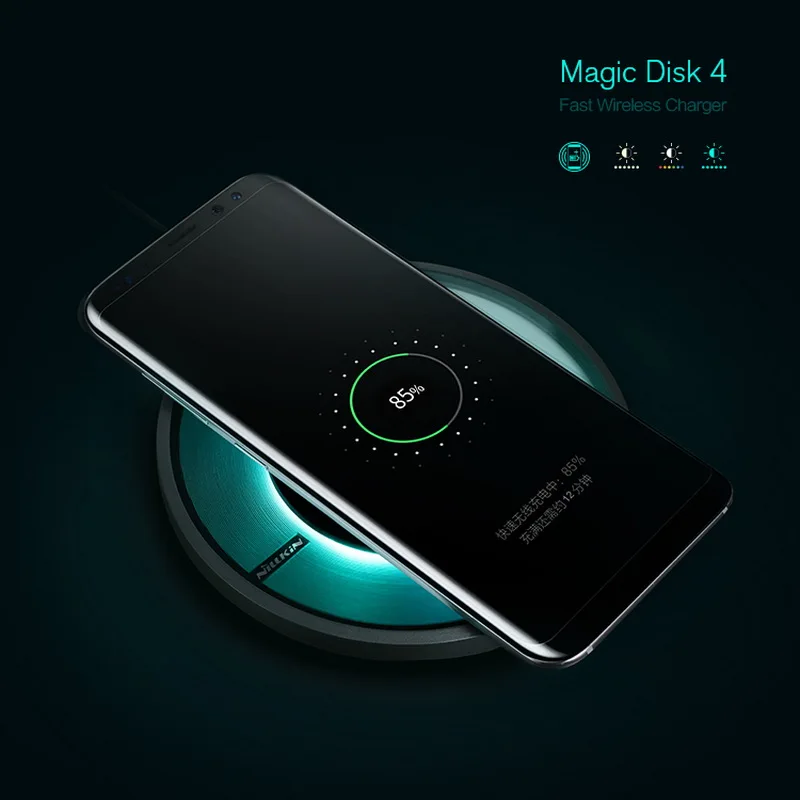 Qi беспроводной зарядный коврик Nillkin Magic Disk быстрое зарядное устройство для samsung Galaxy S7 S8 S9 Plus Note 8 Iphone x 7 8 plus цветной светодиодный