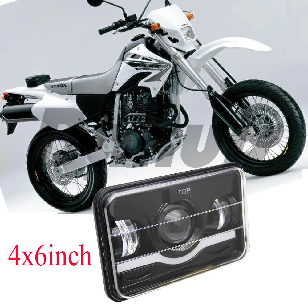 

4X6 Motorcycle Headlight Square Light White Halo DRL Amber Turn Signal Sealed high/low Beam Replacement for Suzuki DRZ