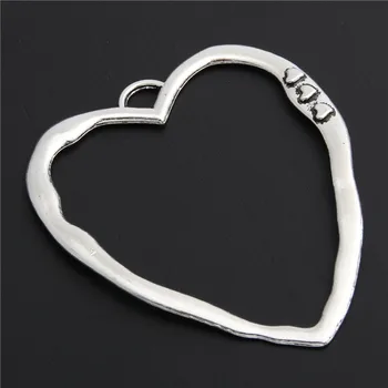 

10pcs Silver Color Alloy Charm Hollow Heart Charms With Heart For DIY Bracelet A2837