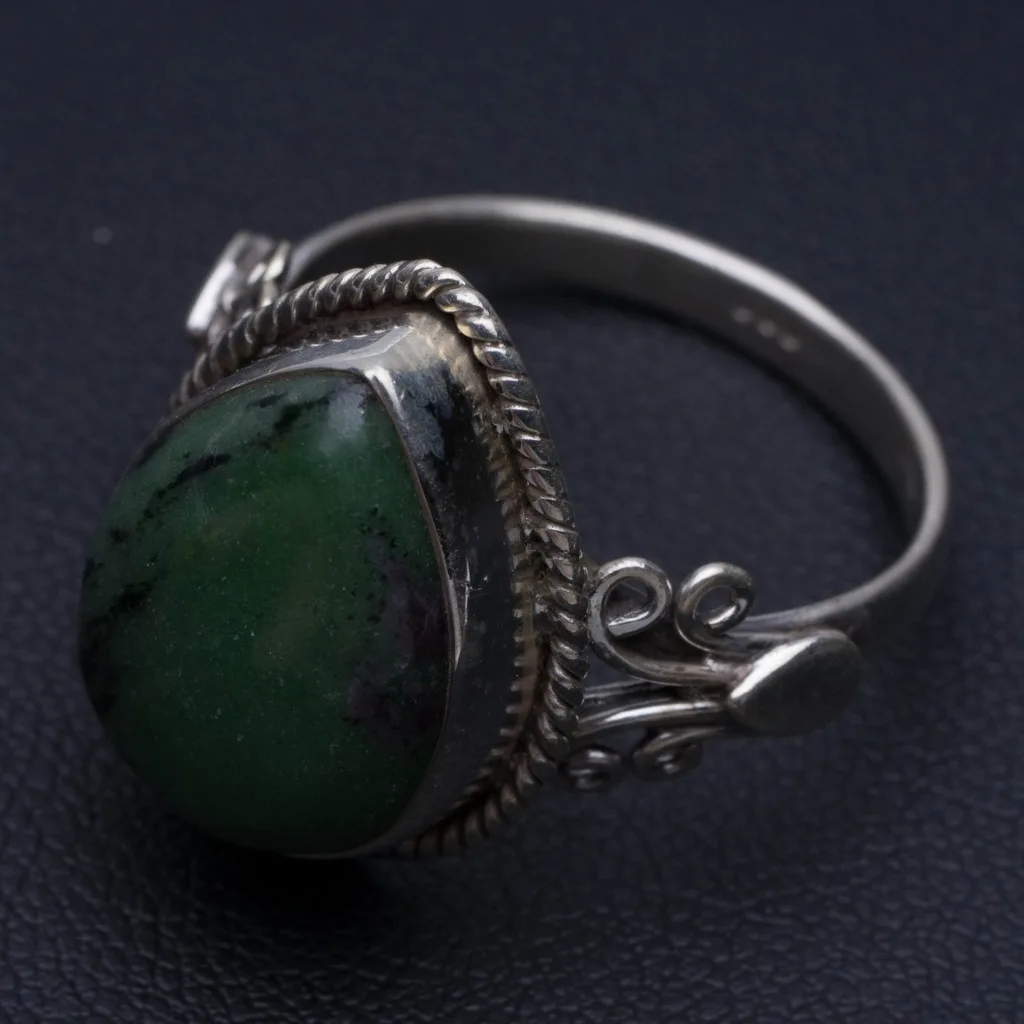 

Natural Ruby Zoisite Unique Design 925 Sterling Silver Ring US Size 9 P1148