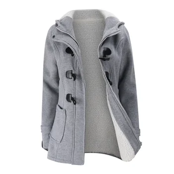 

Winter Horn Button Jacket Coat New Long Parkas Female Womens Thick Cotton Warm Jacket Womens Outwear Parkas Plus Size Coat 2018