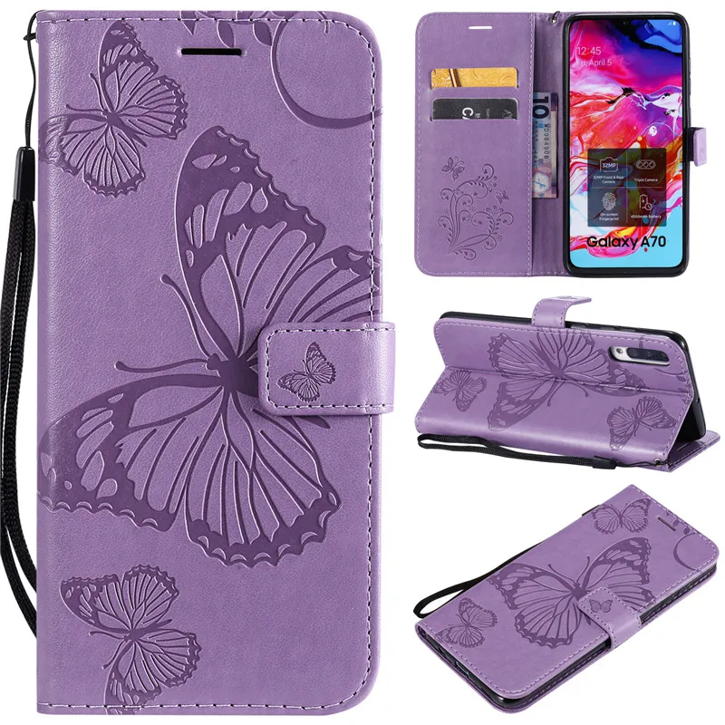 flip wallet phone case for Samsung Galaxy A70 SM-A705F A705FN A705GM A705MN A7050 Cases Luxury casing lanyard 6.7" Covers