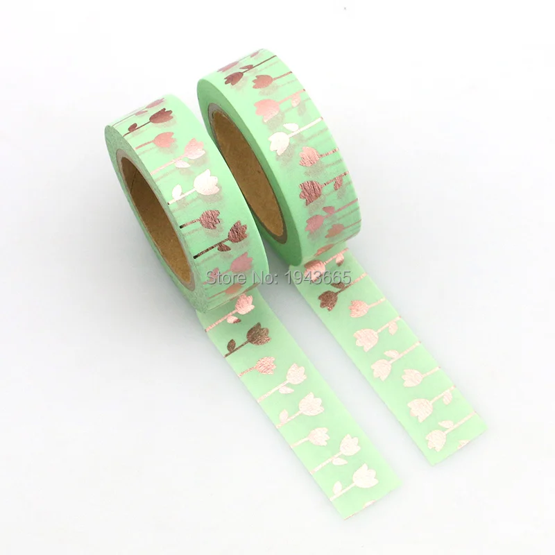

New Flower Foil Washi Tape Scrapbooking Tools Cute Decorative Adhesiva Decorativa Japanese Stationery Washi Tapes Mask