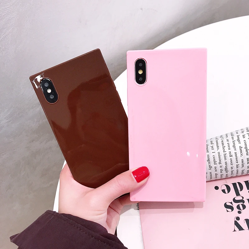 2019 جديد كاندي الألوان مربع الهاتف حقيبة لهاتف أي فون X Xs ماكس XR 6 6 S 7 8 زائد حالات 7 زائد 8 زائد سيليكون لينة الفاخرة غطاء كوكه