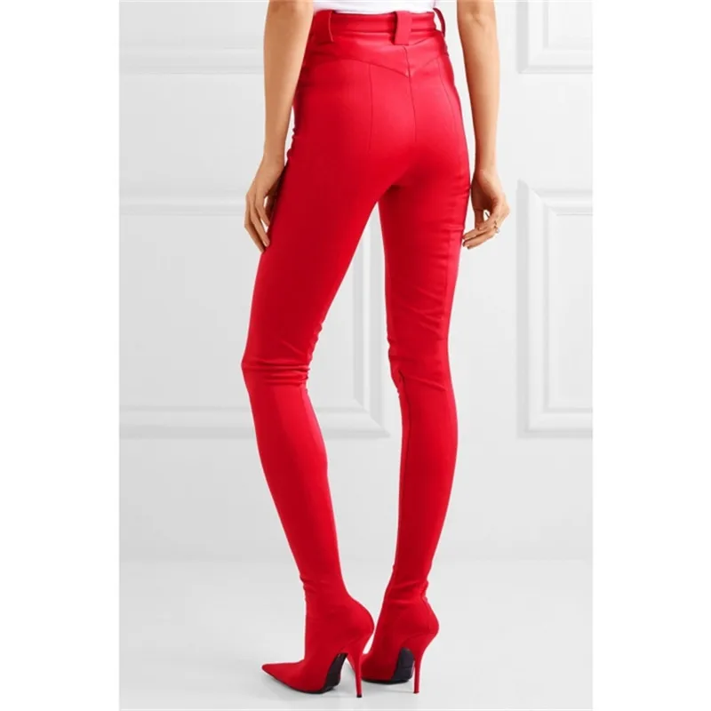Le rouge À Chaussette 2017 Sexy Chaussures rose Date Stretch rose Pointu Mode Hauts Femme De Genou Noir Rouge Talons Sur Femmes Bout vert Bottes SzMpUV