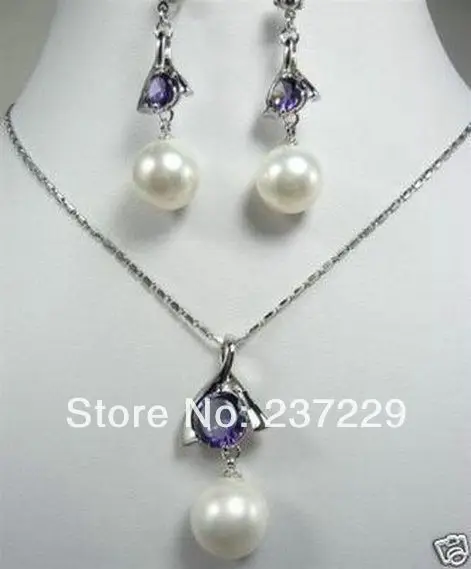 

Wholesale price FREE SHIPPING ^^^^Beautiful white shell pearl necklace earring set